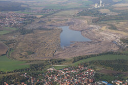 Drohnenfoto ehemaliger Braunkohletagebau bei Schöningen. Foto: Matthias Leitzke, Photodesign Wolfsburg