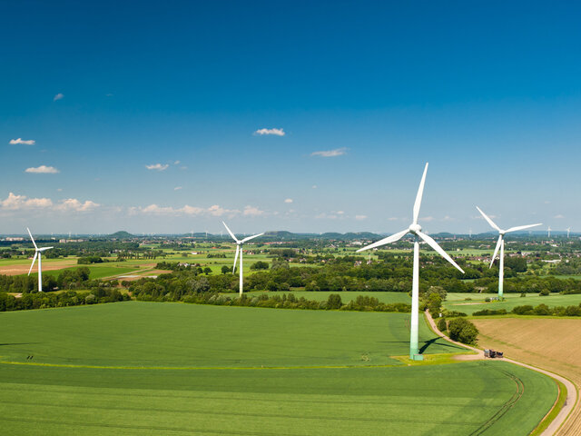 Windräder auf einem Feld